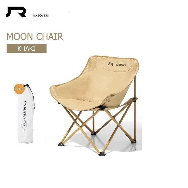 RAZOJESS Moon Chair for Outdoor Camping Fishing Picnic Khaki-Outdoor Recreation > Camping > Camp Furniture-PEROZ Accessories