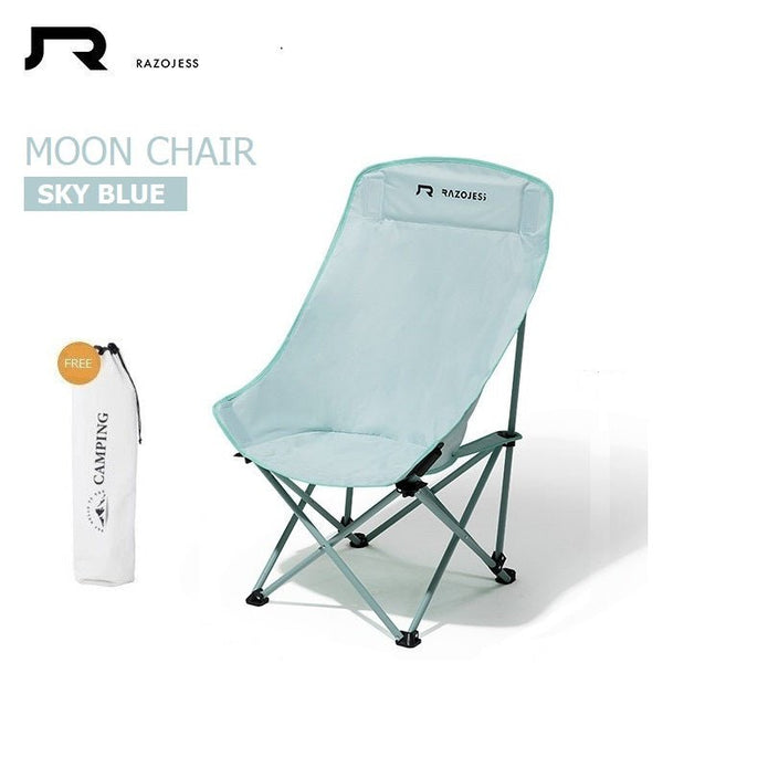 RAZOJESS Enlarged Moon Chair for Outdoor Camping Fishing Picnic Sky Blue-Outdoor Recreation > Camping > Camp Furniture-PEROZ Accessories