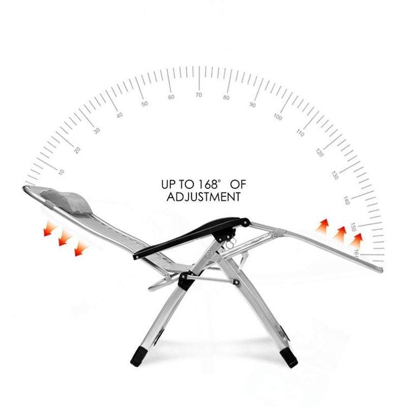 Kingsize Outdoor Folding Reclining Garden Beach Chair Sun Lounger Deck Recliner Silver Color-Furniture > Outdoor > Outdoor Chairs-PEROZ Accessories