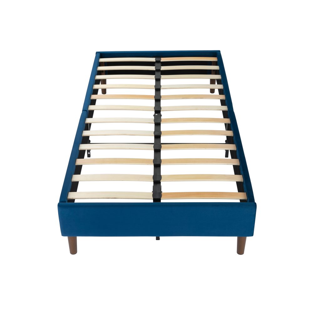 Velvet Blue Bed Frame – Single-Furniture > Bedroom > Beds & Bed Frames-PEROZ Accessories