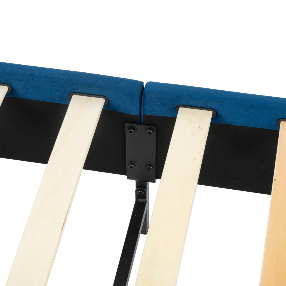 Velvet Blue Bed Frame – Single-Furniture > Bedroom > Beds & Bed Frames-PEROZ Accessories