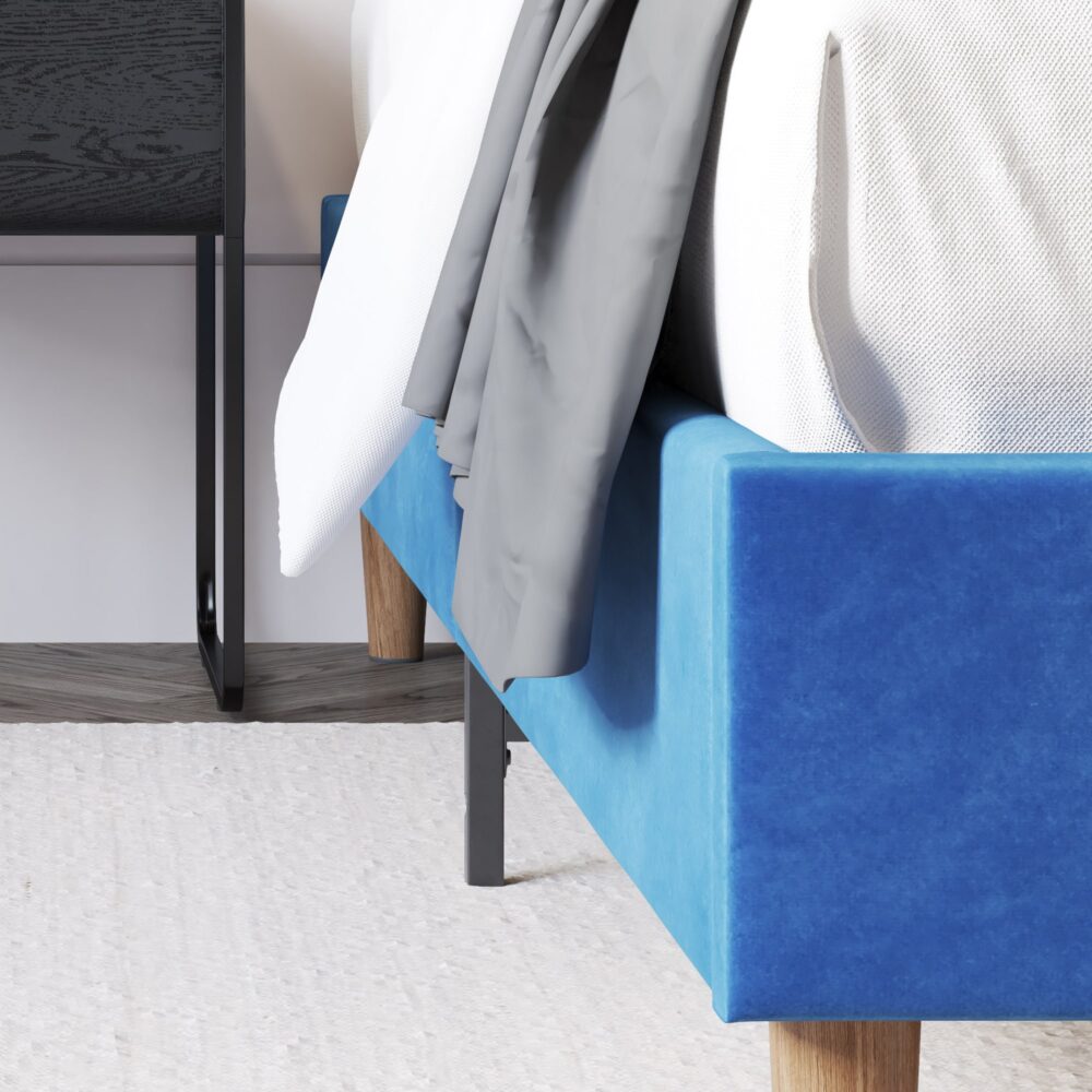 Velvet Blue Bed Frame – Single-Furniture > Bedroom > Beds & Bed Frames-PEROZ Accessories