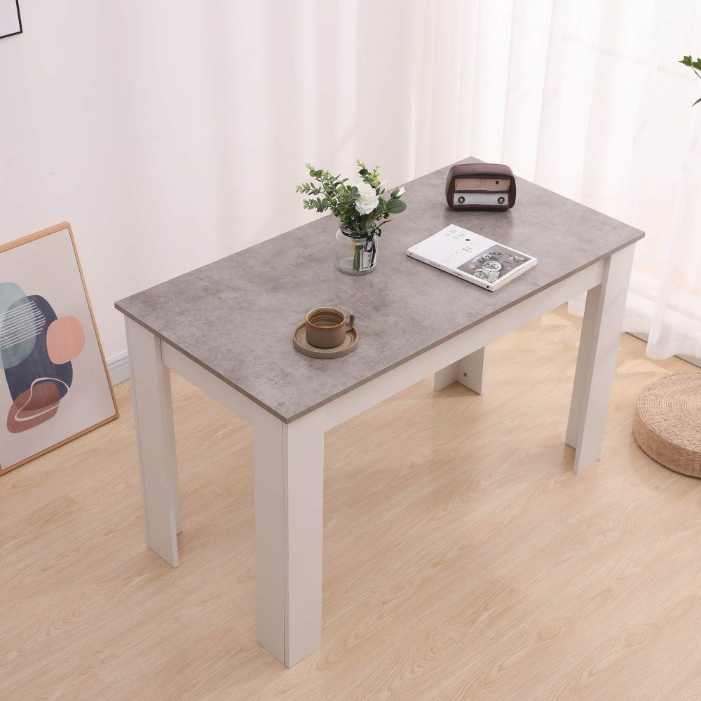 Dining Table Rectangular Wooden 120M-Grey and White-Furniture > Dining > Dining Tables-PEROZ Accessories