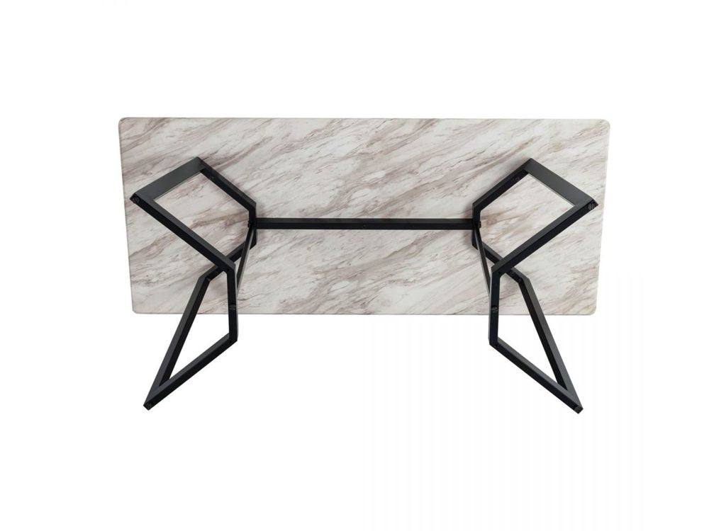Rectangular Marble-Effect Table-Furniture > Dining > Dining Tables-PEROZ Accessories