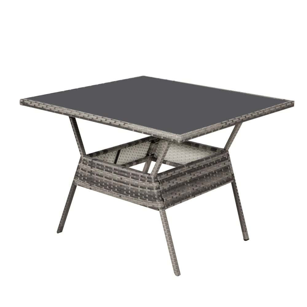 8PC Outdoor Dining Set Wicker Table & Chairs-Grey-Furniture > Outdoor > Outdoor Dining Sets-PEROZ Accessories