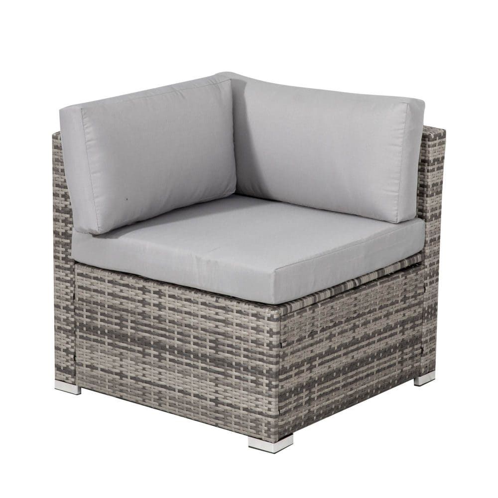 8PC Outdoor Dining Set Wicker Table & Chairs-Grey-Furniture > Outdoor > Outdoor Dining Sets-PEROZ Accessories