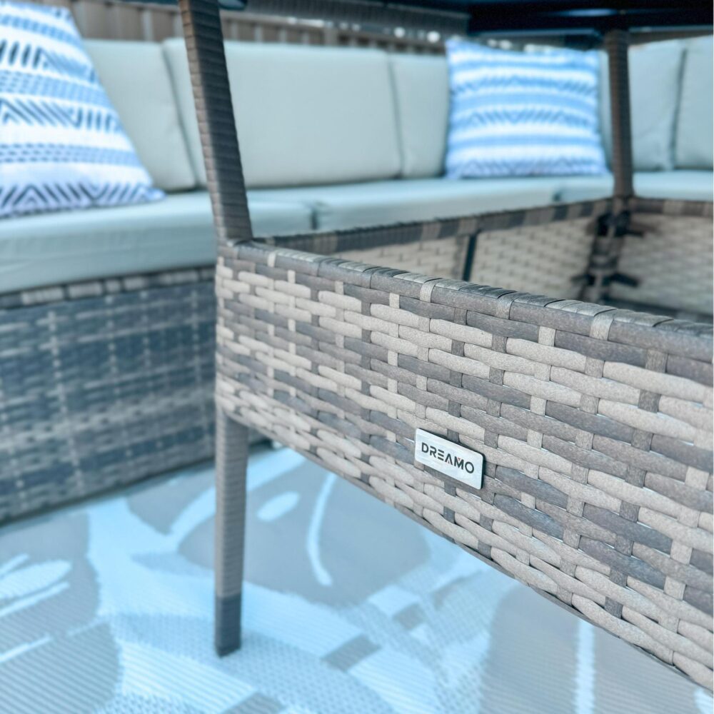 8PC Outdoor Dining Set Wicker Table & Chairs-Grey-Furniture > Outdoor > Outdoor Dining Sets-PEROZ Accessories