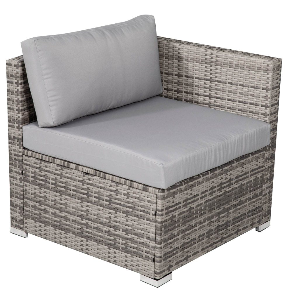 8PC Outdoor Dining Set Wicker Table & Chairs-Grey-Furniture > Outdoor > Outdoor Dining Sets-PEROZ Accessories