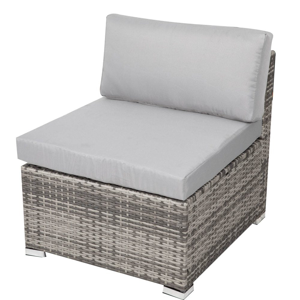 8PC Outdoor Dining Set Wicker Table & Chairs-Grey-Furniture > Outdoor > Outdoor Dining Sets-PEROZ Accessories