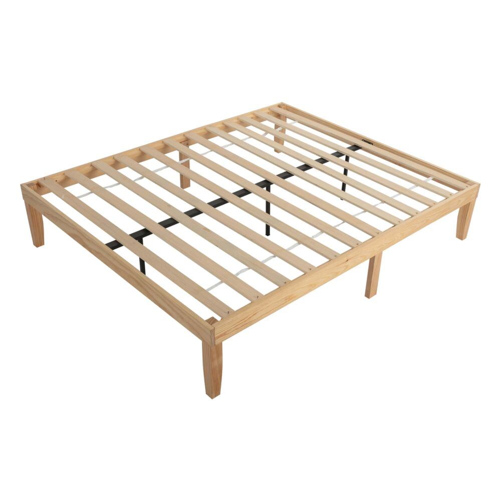 Warm Wooden Natural Bed Base Frame – Double-Furniture > Bedroom > Beds & Bed Frames-PEROZ Accessories