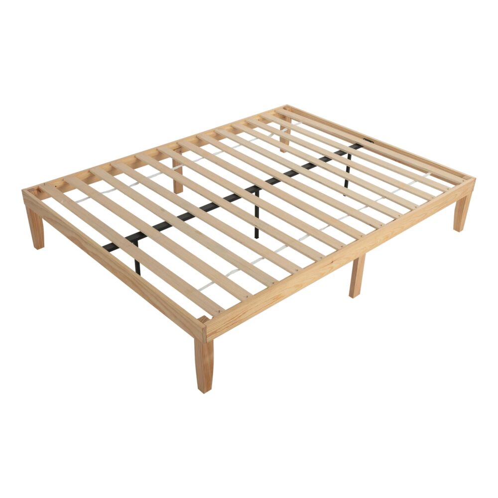 Warm Wooden Natural Bed Base Frame – Queen-Furniture > Bedroom > Beds & Bed Frames-PEROZ Accessories