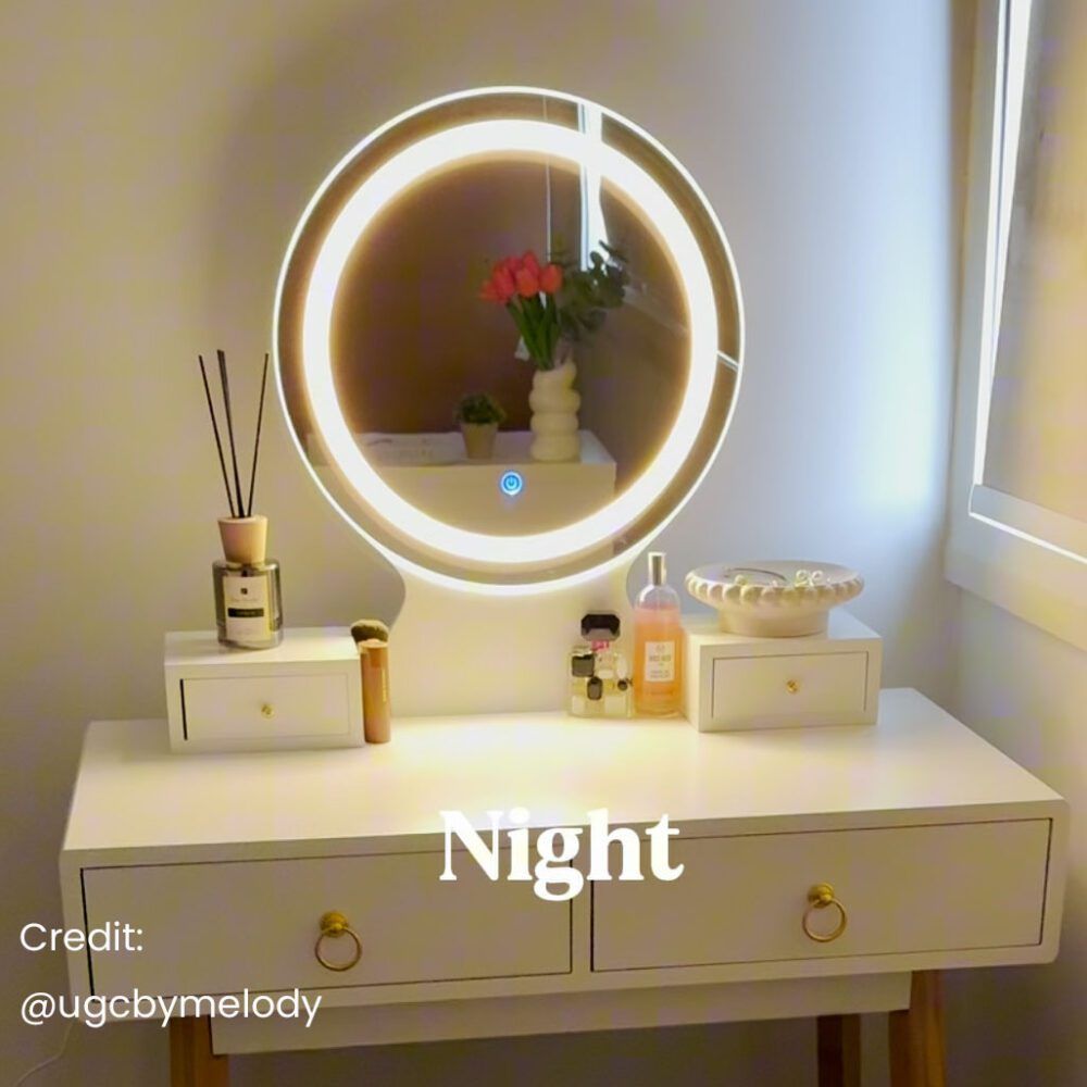 Dressing Vanity Table Stool Set with Make-up LED Lighted Mirror-White-Furniture > Bedroom > Dressing Vanity & Dressing Tables-PEROZ Accessories