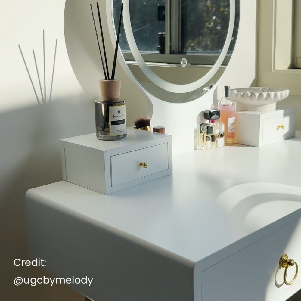 Dressing Vanity Table Stool Set with Make-up LED Lighted Mirror-White-Furniture > Bedroom > Dressing Vanity & Dressing Tables-PEROZ Accessories