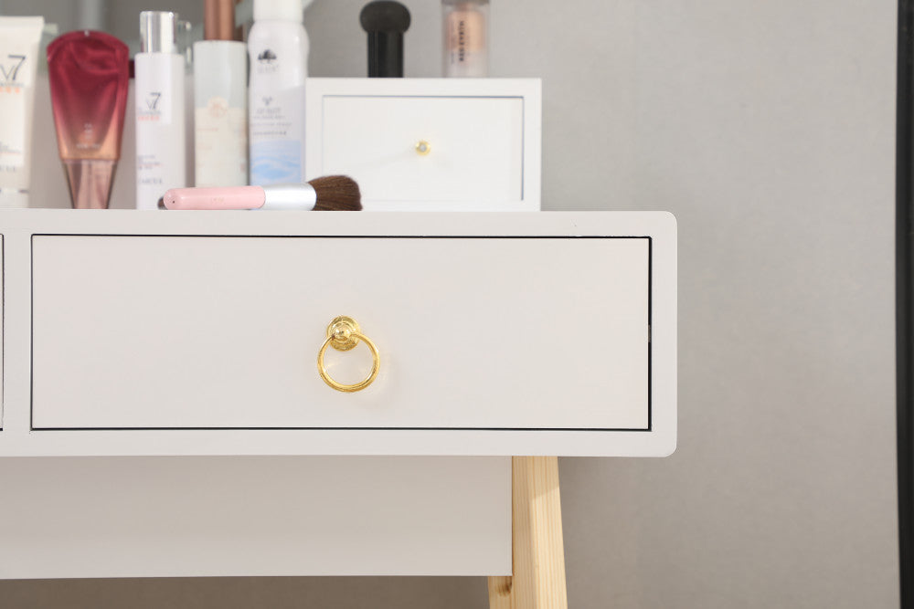 Dressing Vanity Table Stool Set with Make-up LED Lighted Mirror-White-Furniture > Bedroom > Dressing Vanity & Dressing Tables-PEROZ Accessories