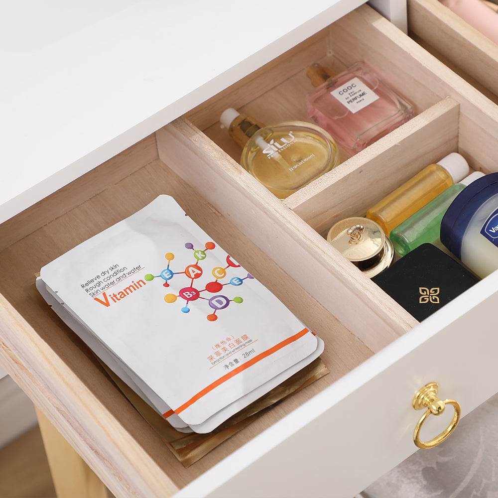 Dressing Vanity Table Stool Set with Make-up LED Lighted Mirror-White-Furniture > Bedroom > Dressing Vanity & Dressing Tables-PEROZ Accessories