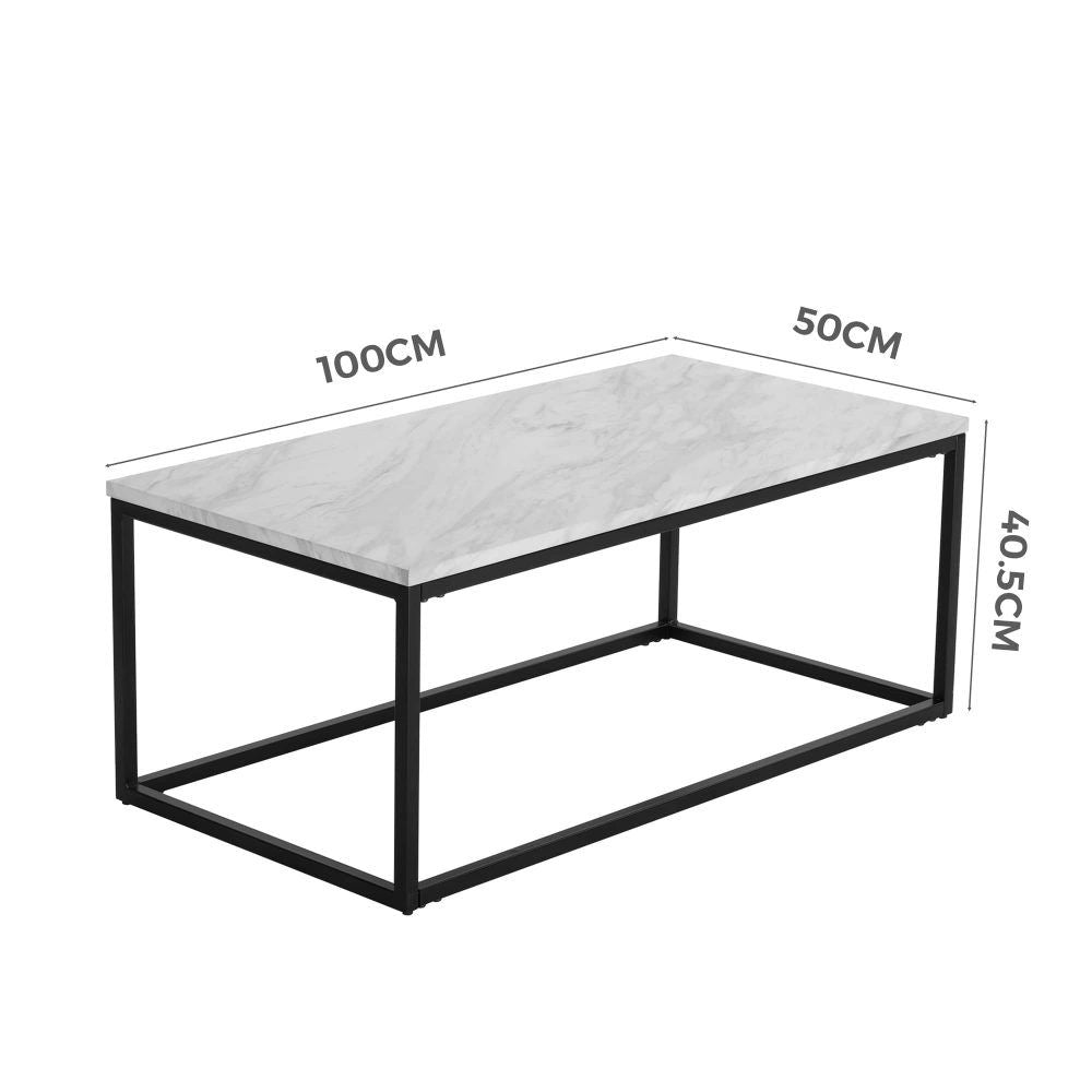 Industrial Style Marble Effect Rectangular Coffee Table-Furniture > Living Room > Coffee Tables-PEROZ Accessories