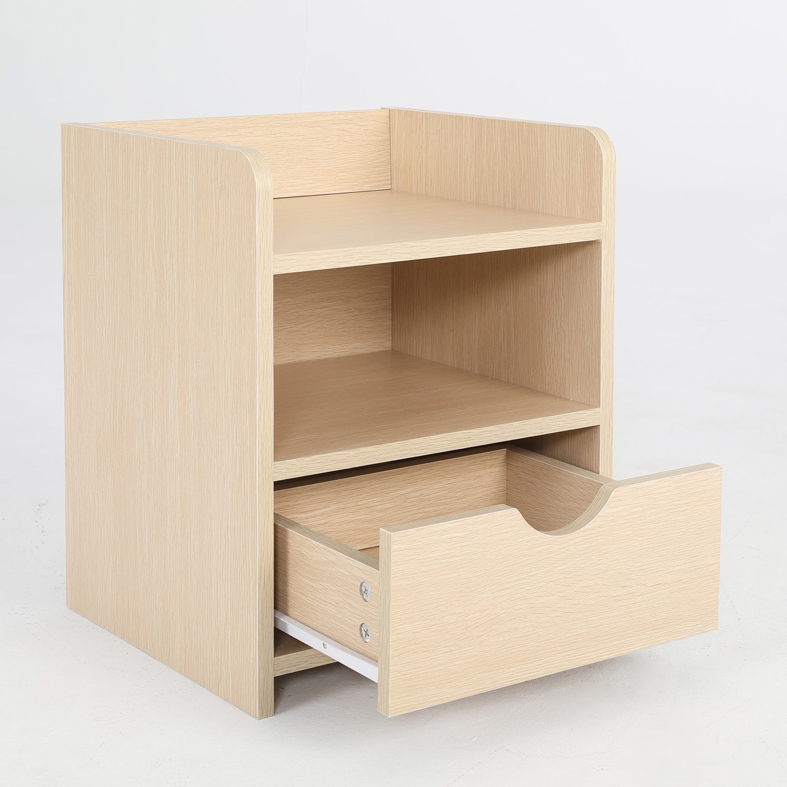 Bedside Table Side Storage Cabinet Nightstand Bedroom 1 Drawer 2 Shelf LARK OAK-Furniture > Bedroom > Bedside Tables-PEROZ Accessories