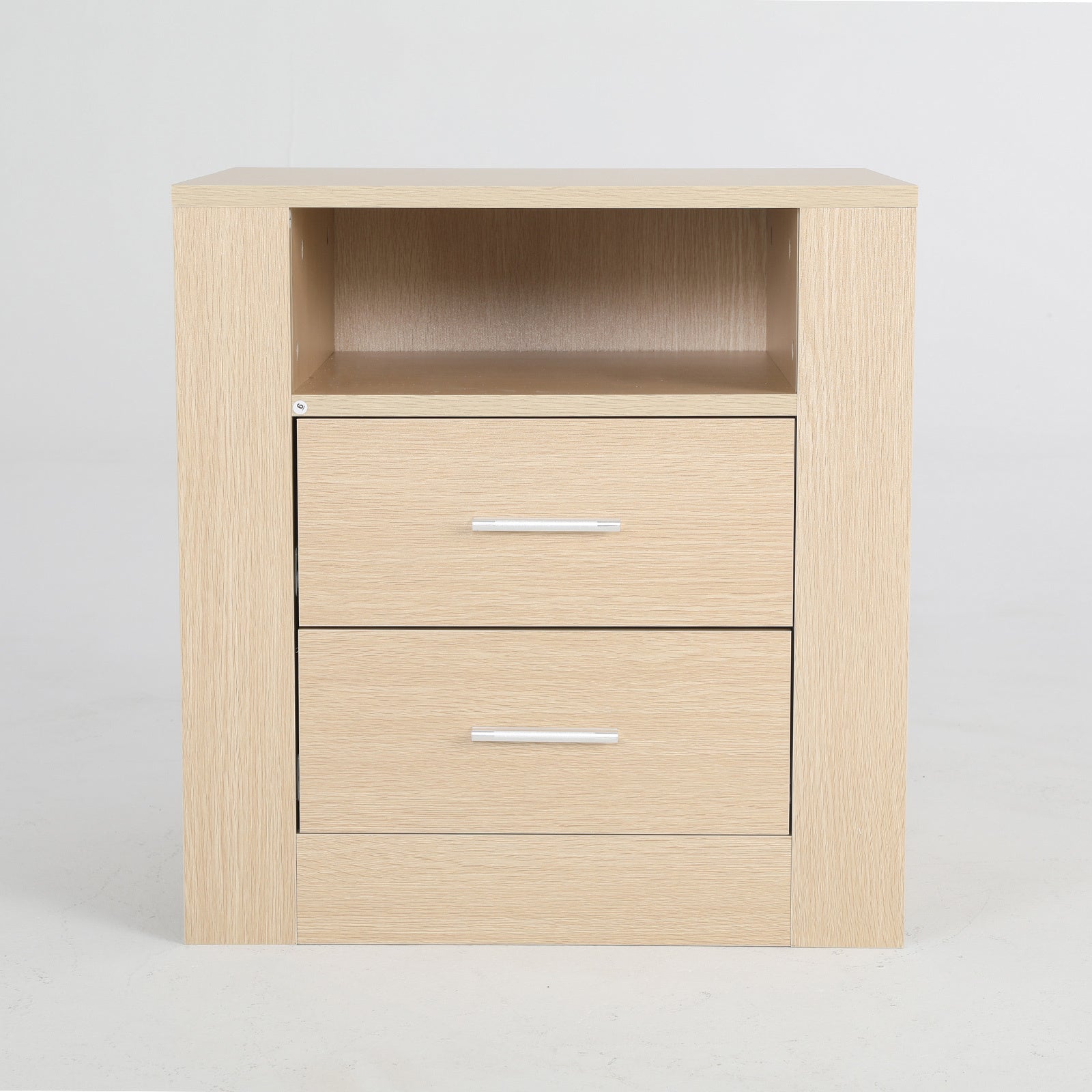 Bedside Table Side Storage Cabinet Nightstand Bedroom 2 Drawer 1 Shelf ZURI OAK-Furniture > Bedroom > Bedside Tables-PEROZ Accessories