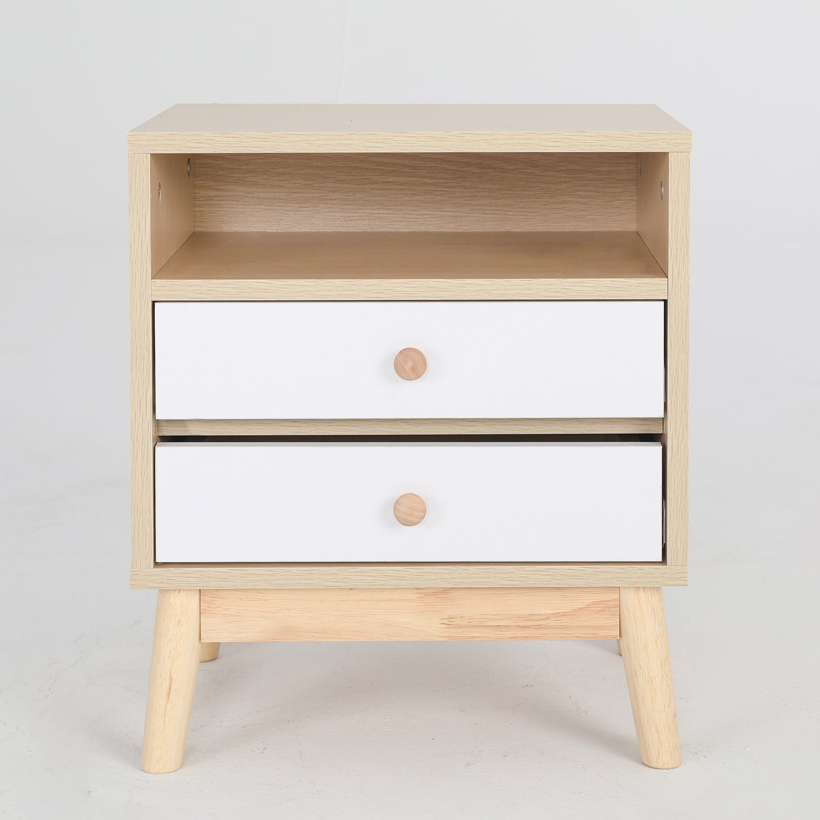 2X Bedside Table Side Storage Cabinet Nightstand Bedroom 2 Drawer ANYA OAK-Furniture > Bedroom > Bedside Tables-PEROZ Accessories