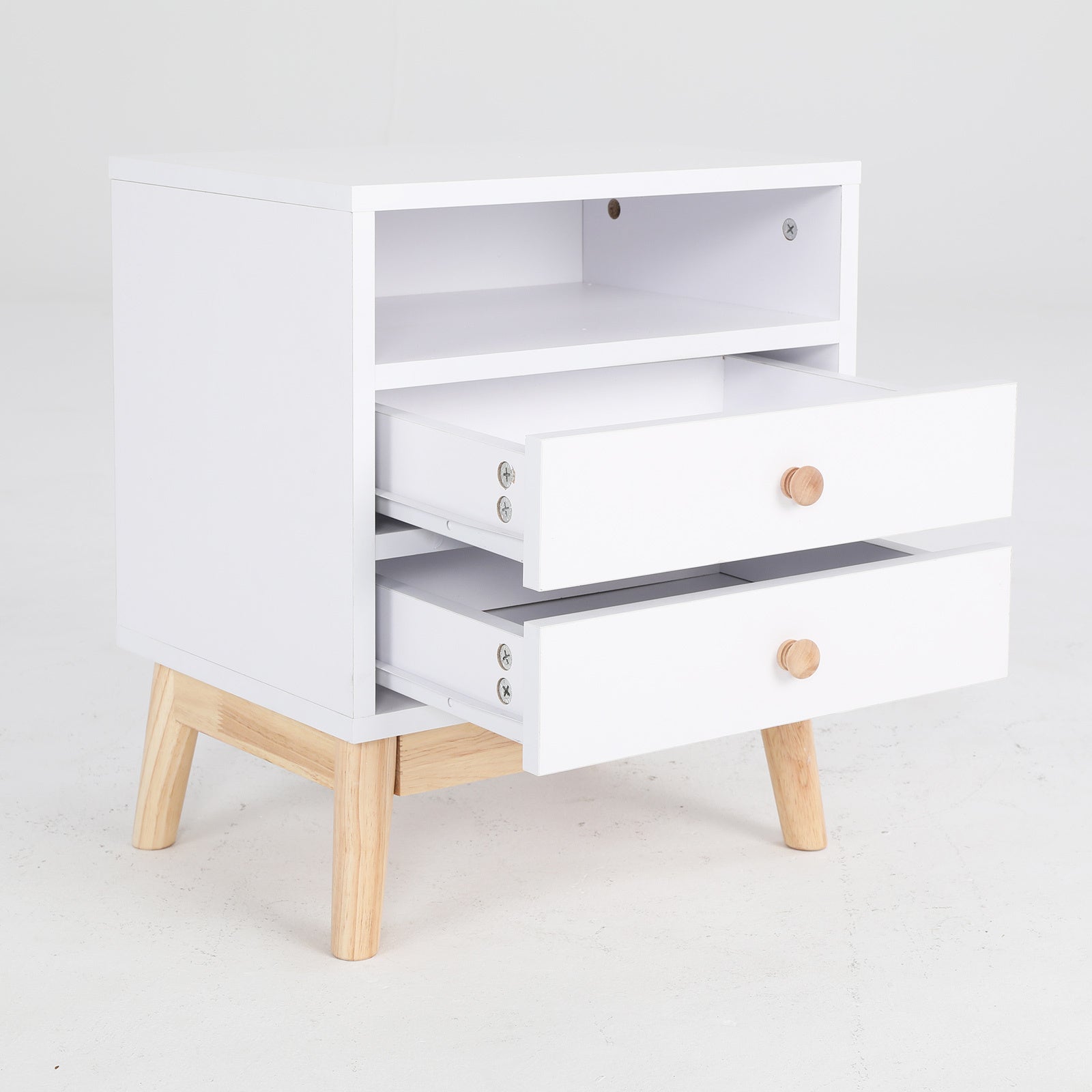 Bedside Table Side Storage Cabinet Nightstand Bedroom 2 Drawer ANYA - WHITE-Furniture > Bedroom > Bedside Tables-PEROZ Accessories