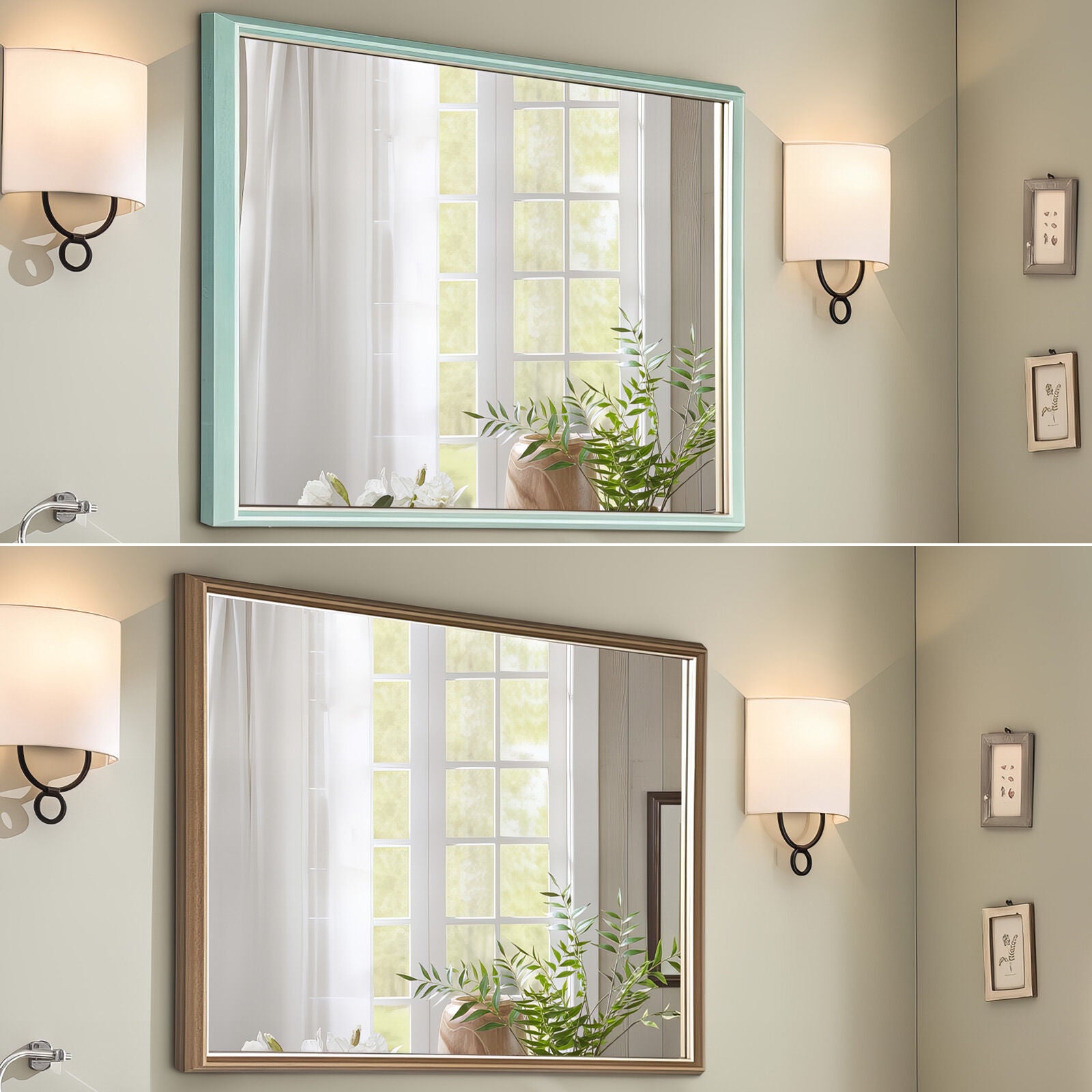 2 Set Wall Mirror Rectangular Frame Bathroom 70x90cm Turquoise-Home & Garden > Decor > Mirrors-PEROZ Accessories