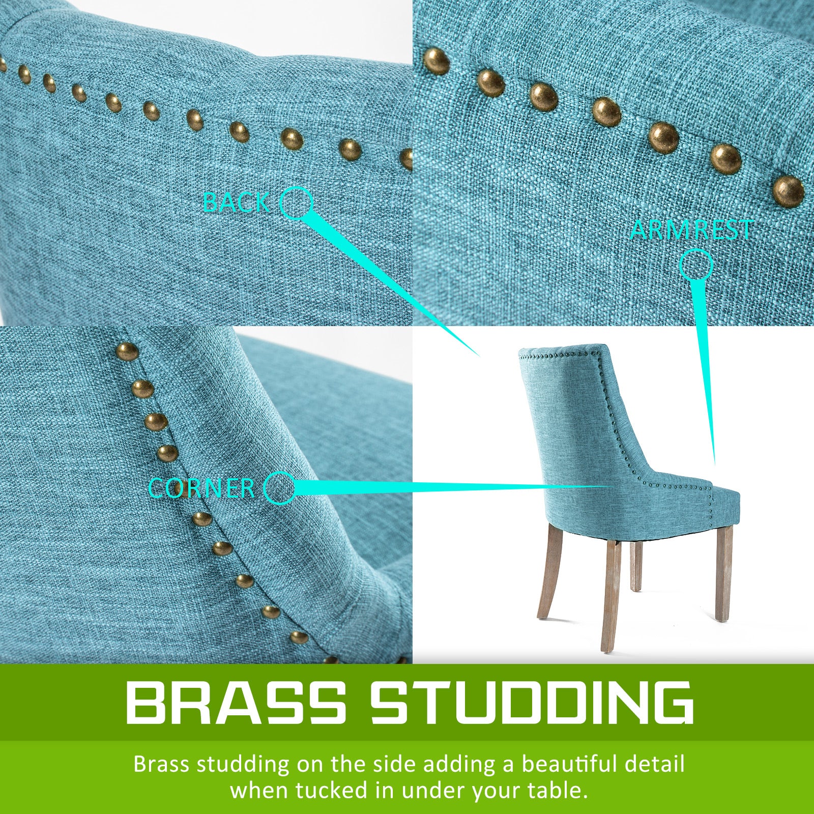 French Provincial Dining Chair Oak Leg AMOUR BLUE-Furniture > Dining > Kitchen & Dining Chairs-PEROZ Accessories