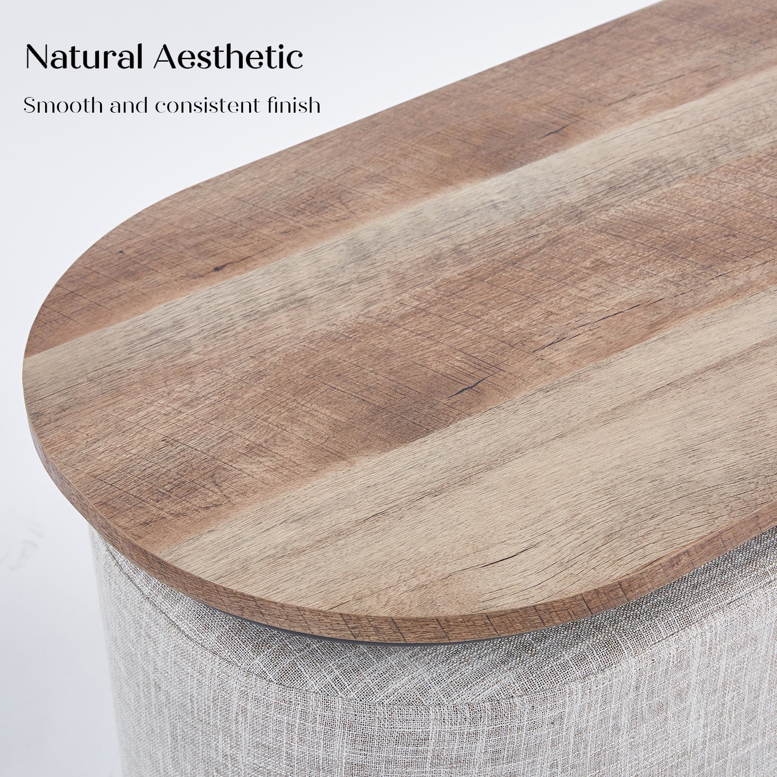 3 Piece Set Coffee Table & Ottoman Wood Side End Table Industrial - CREAM GREY-Furniture > Office > Office & Desk Chairs-PEROZ Accessories