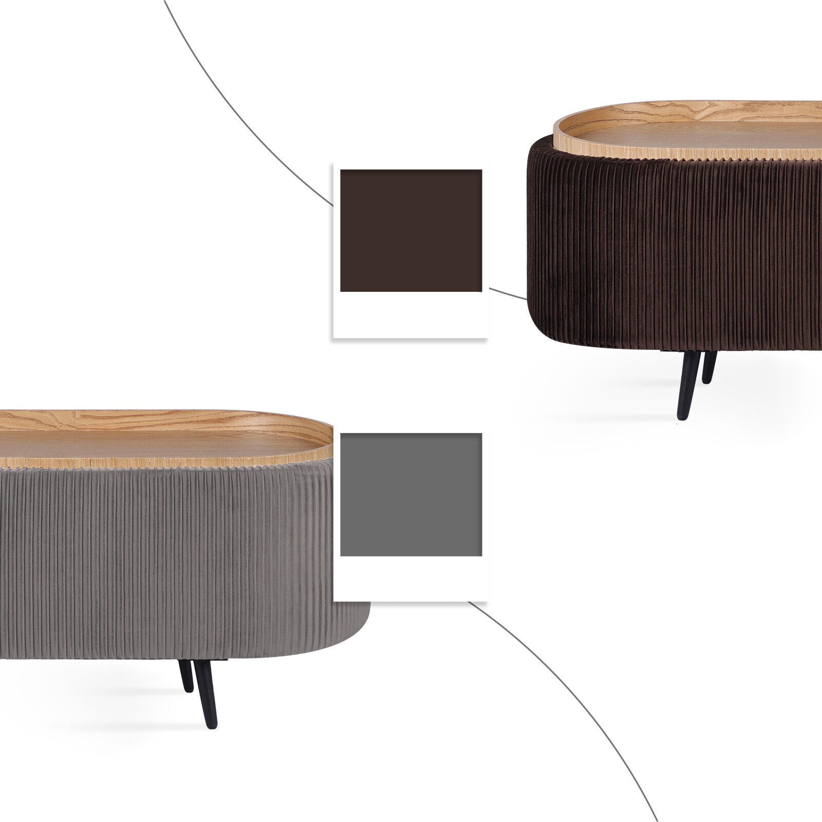 Coffee Table Storage Ottoman - Velvet Padded Blanket Box Bench IRENE GREY-Furniture > Living Room > Ottomans & Footstools-PEROZ Accessories