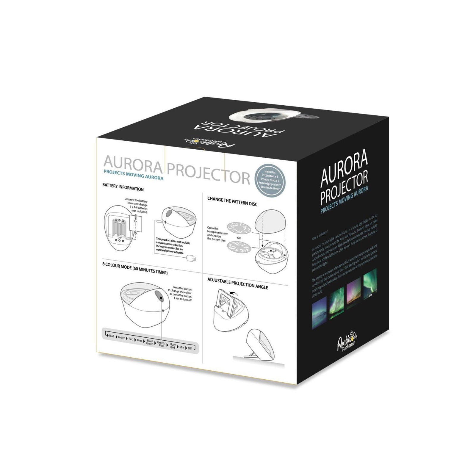 Aurora Projector Moving Night Light 8 Colour Mode - Kids Learning Toy-Baby & Kids > Baby & Kid&