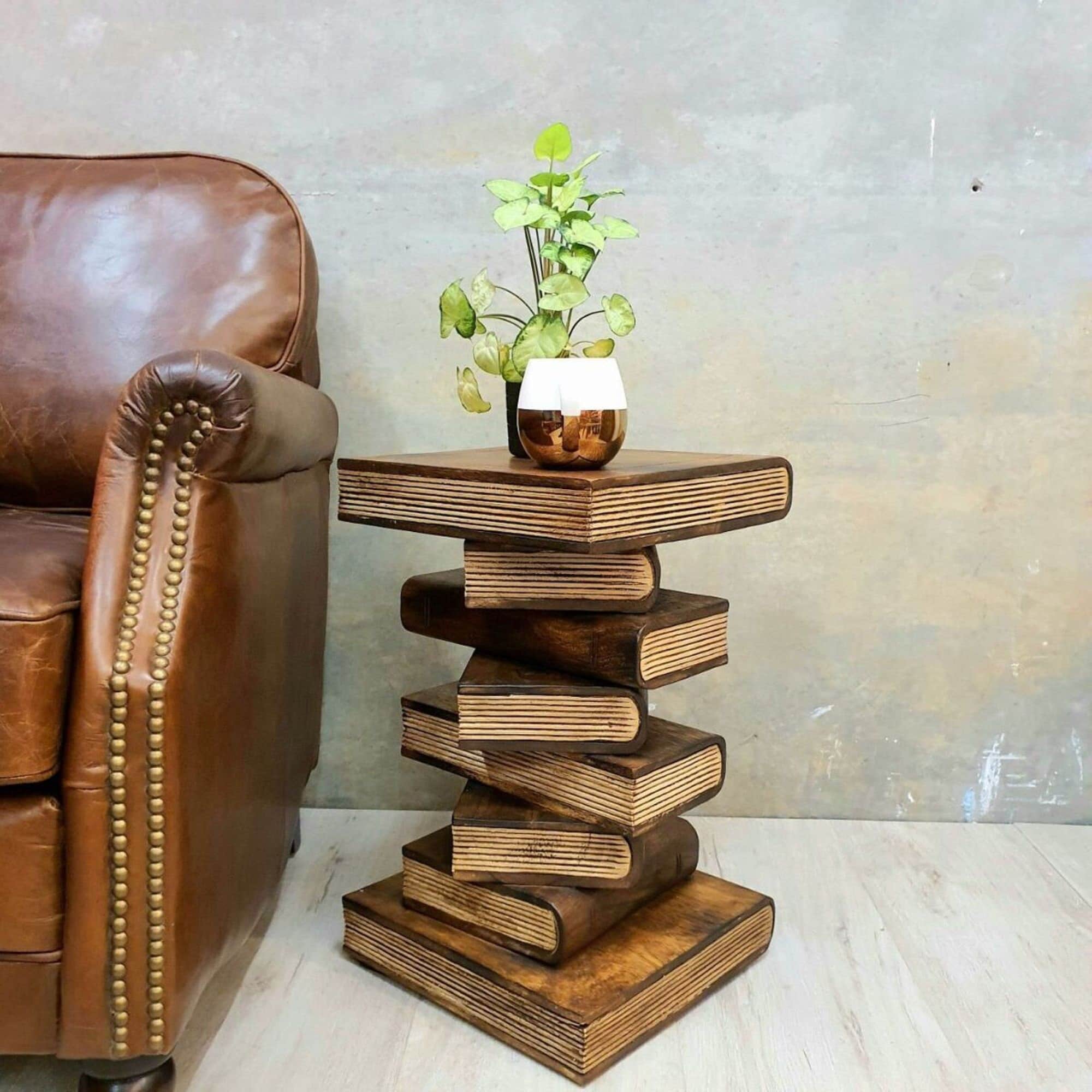 Side Table, corner Stool, Plant Stand Raintree Wood Natural Finish-Book-Furniture > Bedroom-PEROZ Accessories