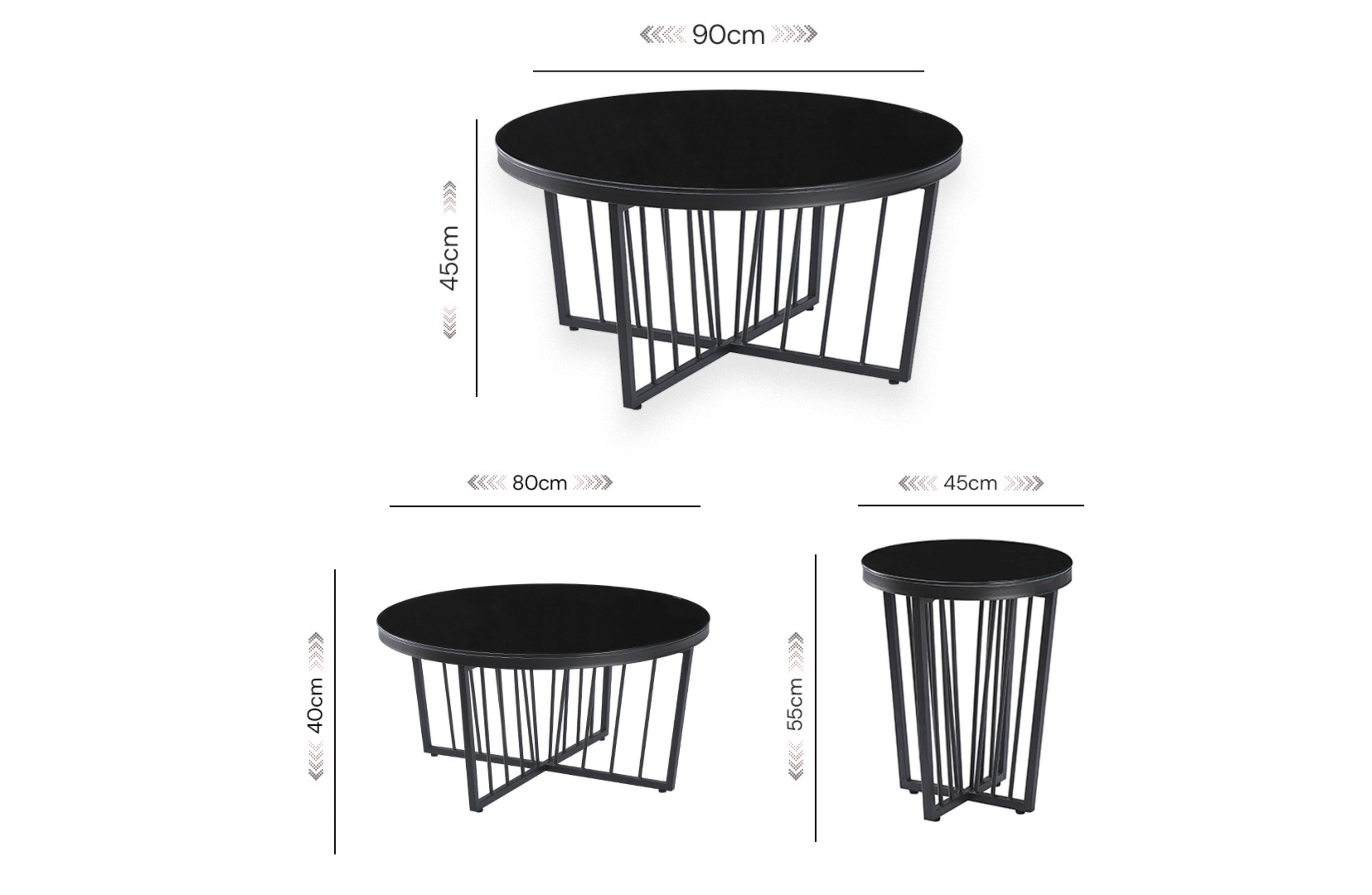 Salina Coffee Table 90cm Black Base - Clear Glass-Furniture > Living Room-PEROZ Accessories