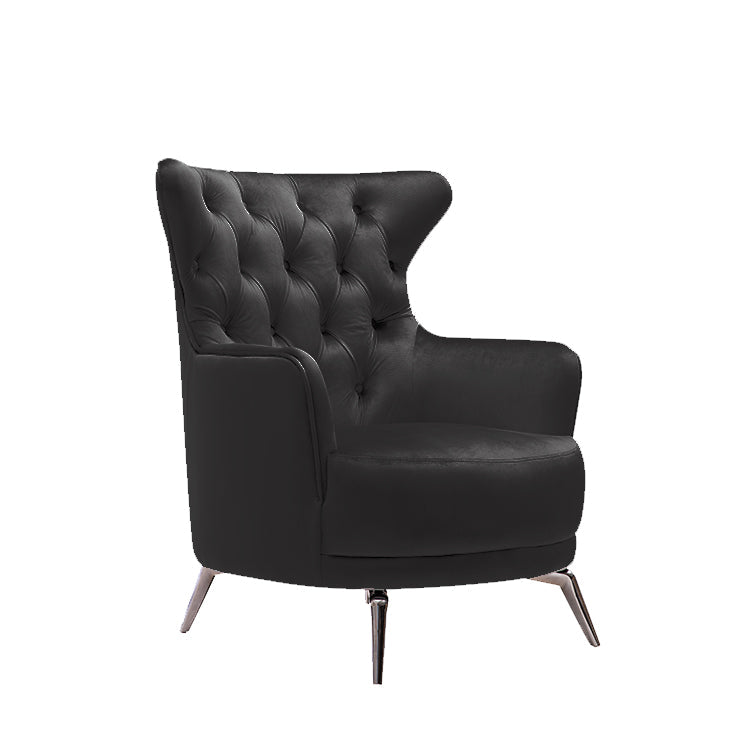 Grand Tufted Lounge - Black Velvet - Silver Legs-Furniture > Sofas-PEROZ Accessories