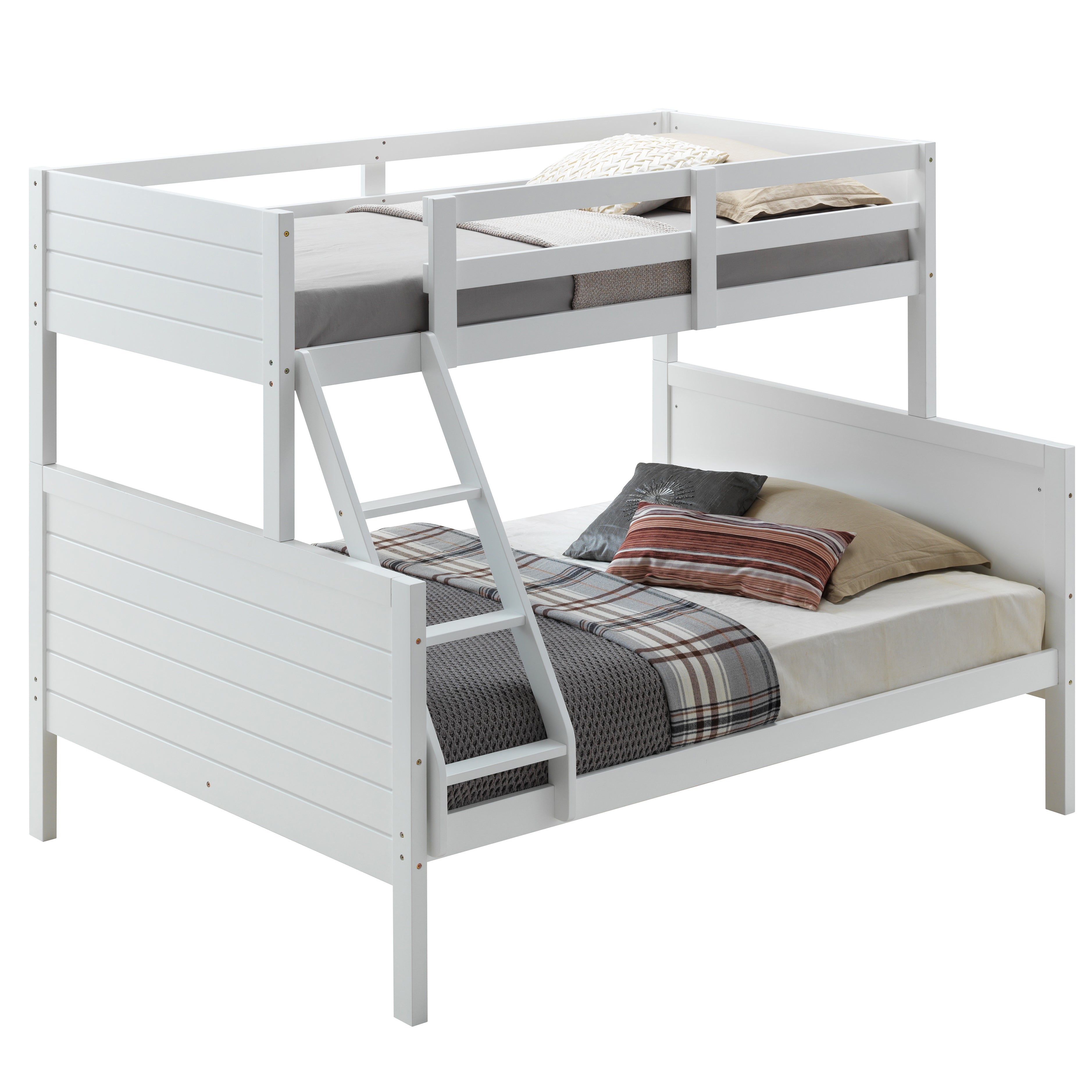 Zinnia Single Double Bunk Bed Frame Rubber Timber Wood Loft Furniture - White-Furniture > Bedroom > Beds & Bed Frames-PEROZ Accessories