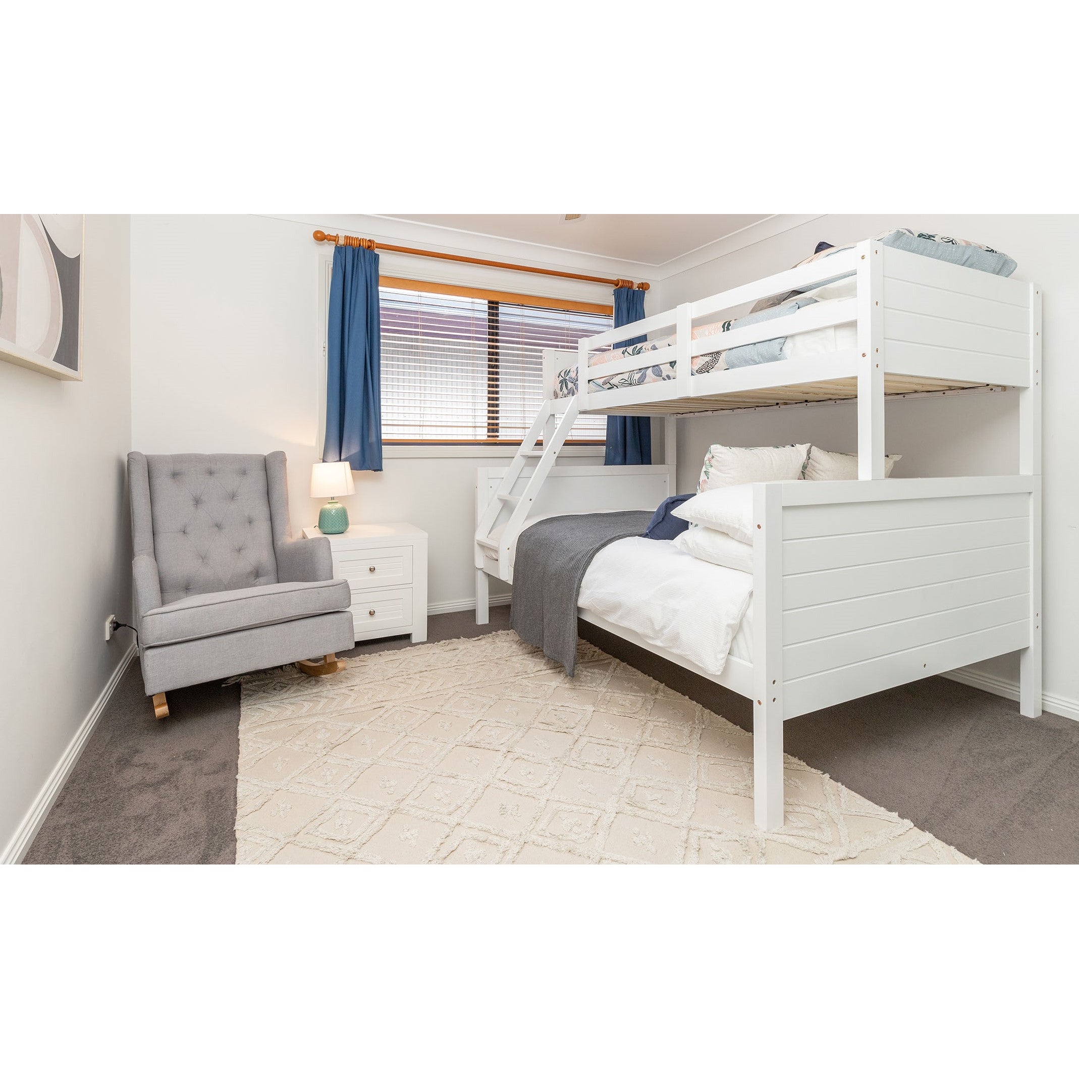 Zinnia Single Double Bunk Bed Frame Rubber Timber Wood Loft Furniture - White-Furniture > Bedroom > Beds & Bed Frames-PEROZ Accessories