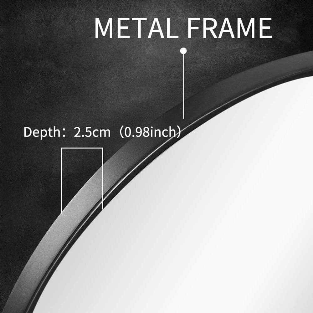 Slim Design 50CM Black Bathroom, Living Room, Hallway Mirror Round Mirror Wall Decor Metal Frame-Home & Garden > Decor > Mirrors-PEROZ Accessories