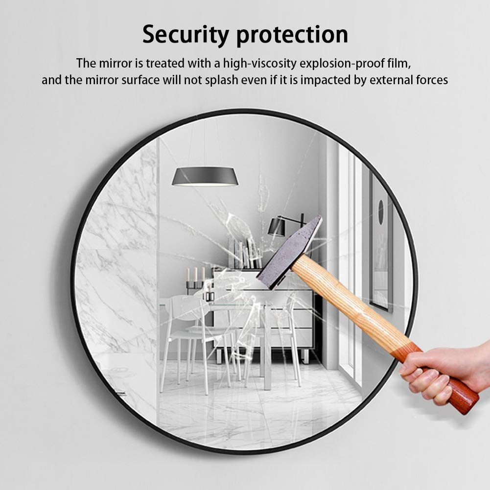 Slim Design 50CM Black Bathroom, Living Room, Hallway Mirror Round Mirror Wall Decor Metal Frame-Home & Garden > Decor > Mirrors-PEROZ Accessories