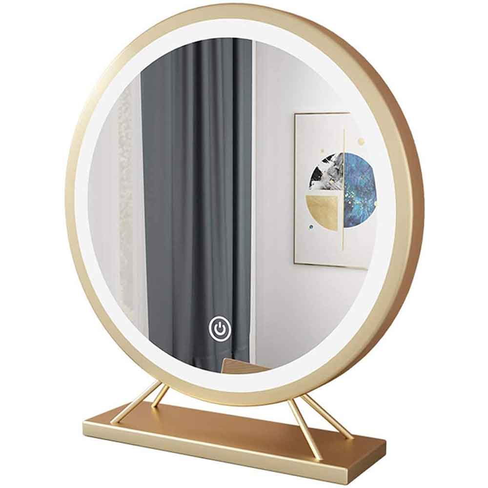 Touch Screen Table Desktop LED Light Vanity Mirror Makeup Mirror Round Mirror 40cm-Home & Garden > Decor > Mirrors-PEROZ Accessories