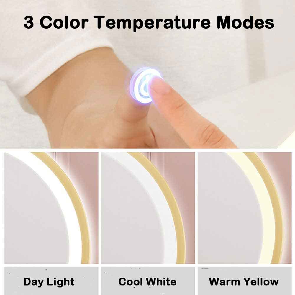 Touch Screen Table Desktop LED Light Vanity Mirror Makeup Mirror Round Mirror 40cm-Home & Garden > Decor > Mirrors-PEROZ Accessories