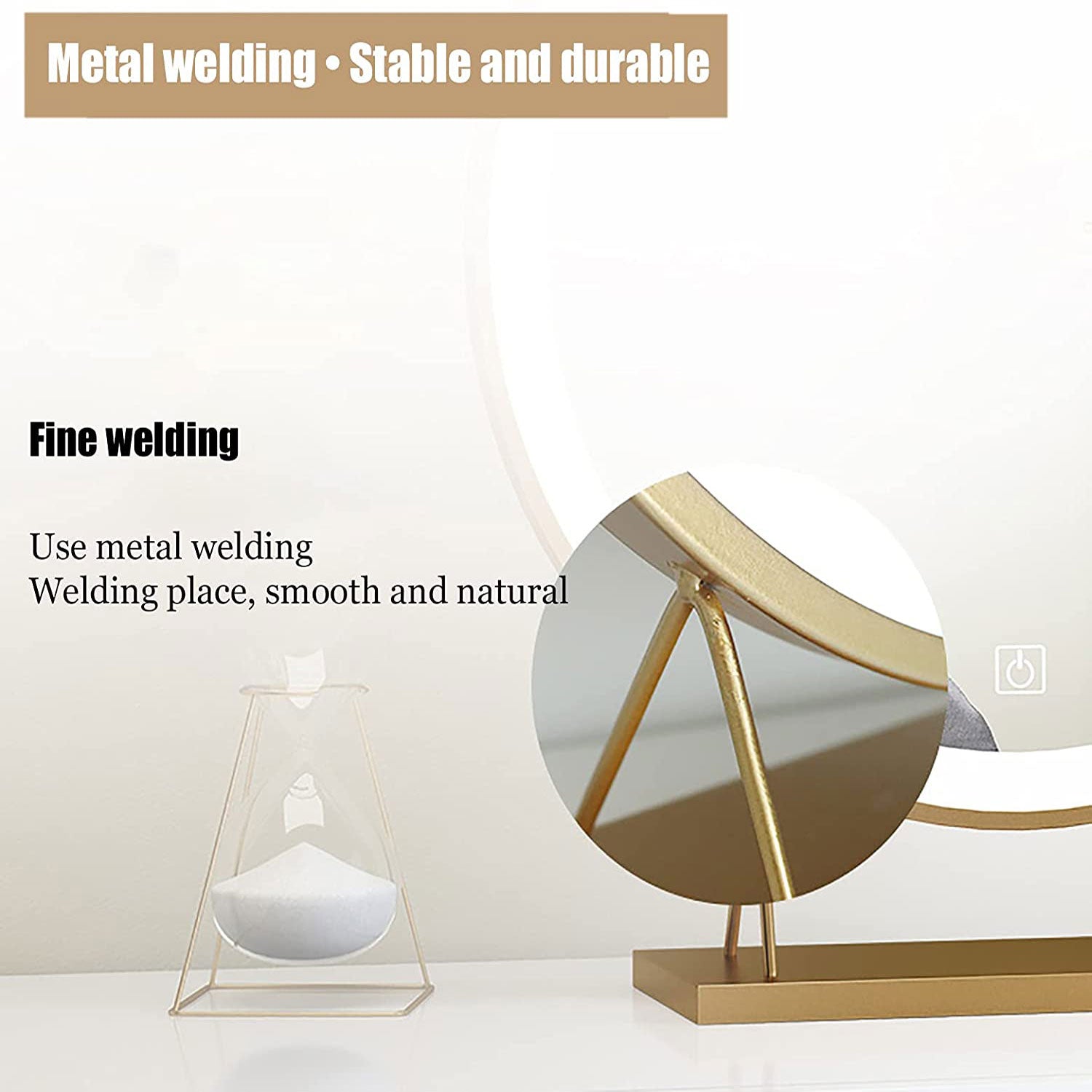 Touch Screen Table Desktop LED Light Vanity Mirror Makeup Mirror Round Mirror 40cm-Home & Garden > Decor > Mirrors-PEROZ Accessories