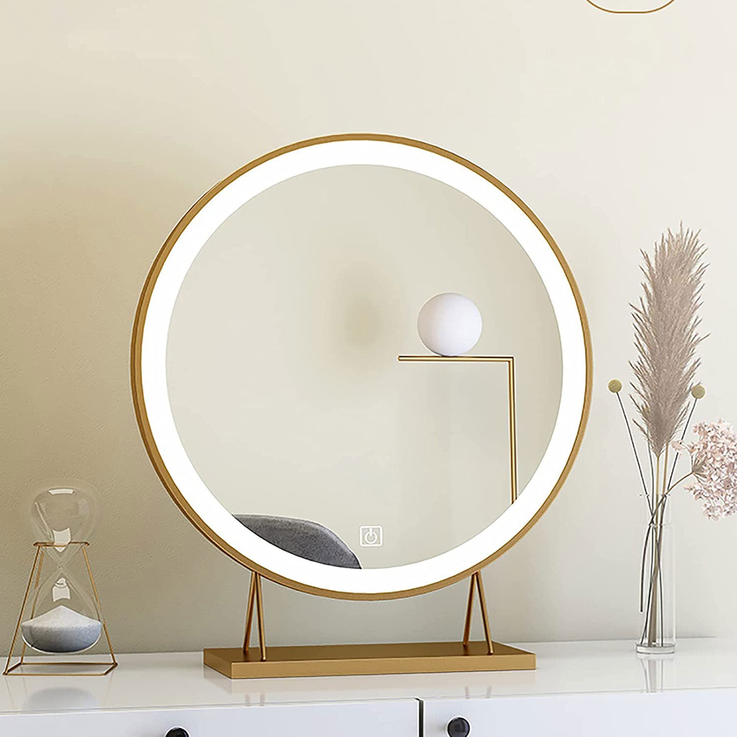 Touch Screen Table Desktop LED Light Vanity Mirror Makeup Mirror Round Mirror 40cm-Home & Garden > Decor > Mirrors-PEROZ Accessories
