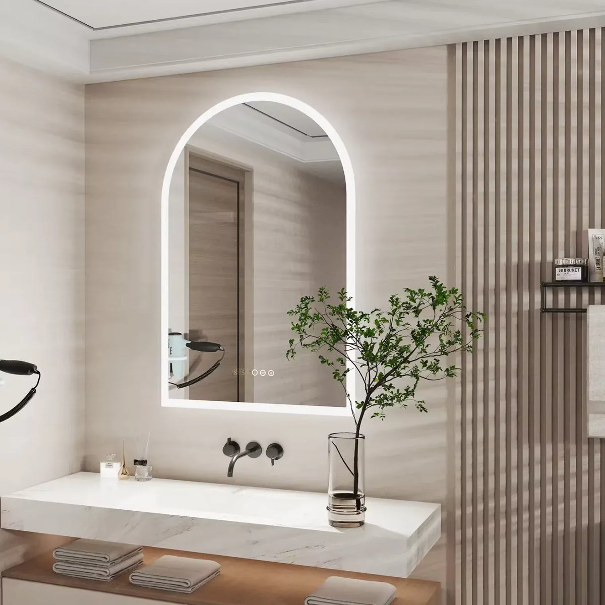 Interior Ave - 90 x 60cm Arched LED Bathroom Mirror-Home & Garden > Decor > Mirrors-PEROZ Accessories