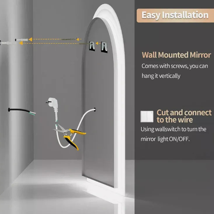 Interior Ave - 90 x 60cm Arched LED Bathroom Mirror-Home & Garden > Decor > Mirrors-PEROZ Accessories