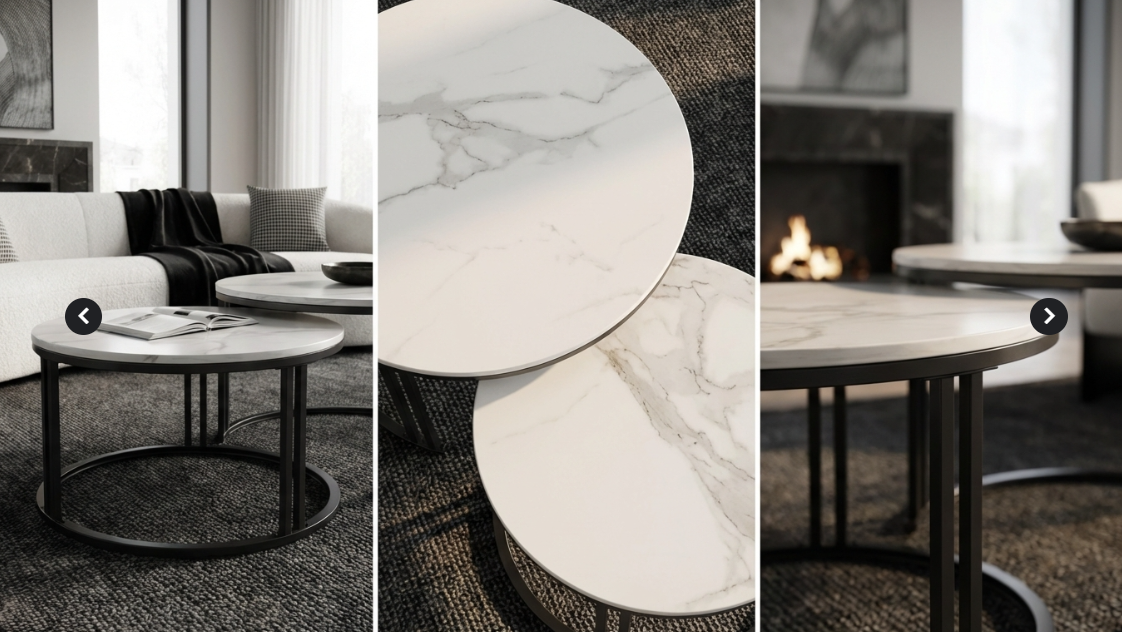 Interior Ave - Premier Nested Coffee Table Set - White Marble Stone