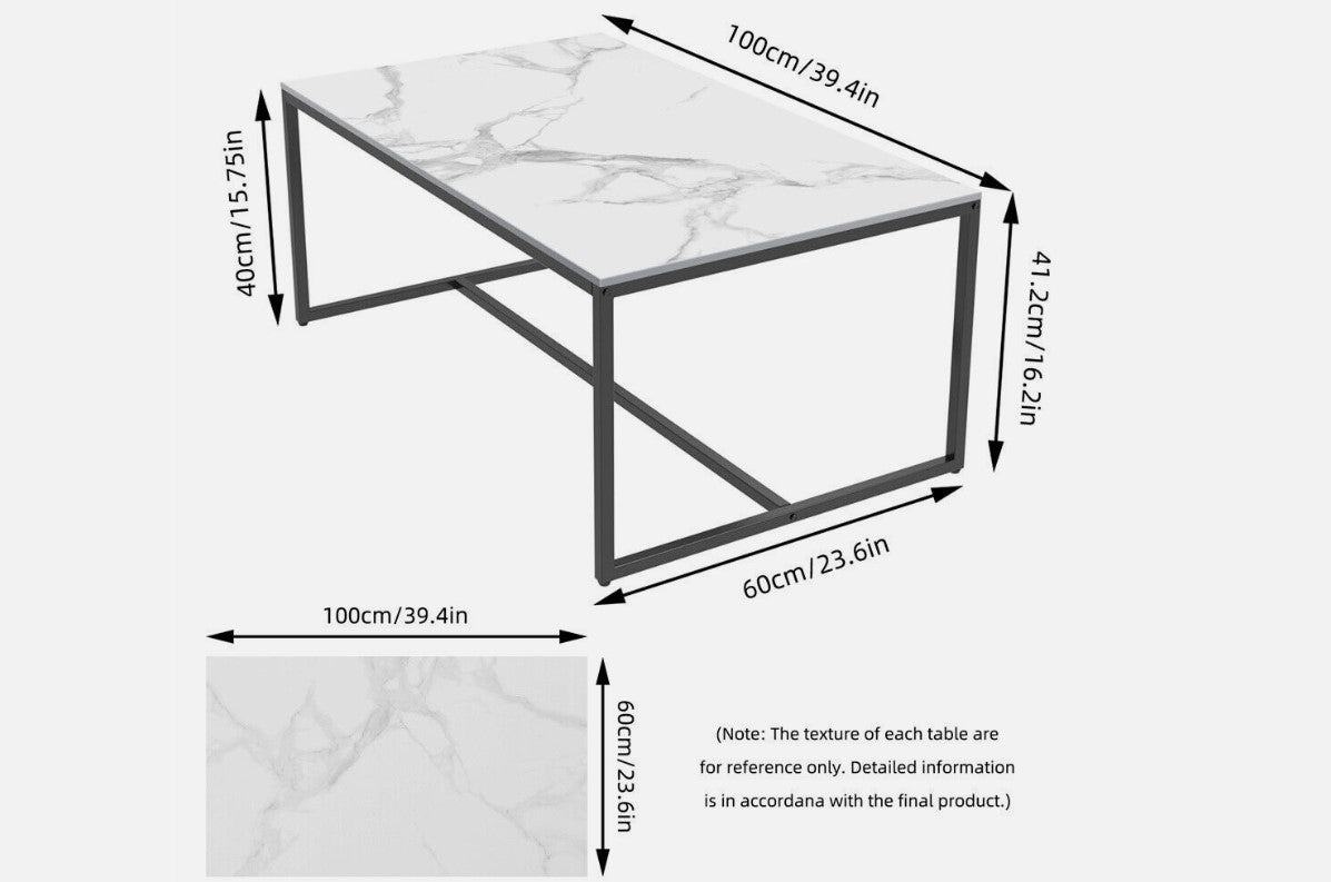 Interior Ave - Monaco Rectangle Coffee Table - White Marble Stone-Furniture > Living Room > Coffee Tables-PEROZ Accessories