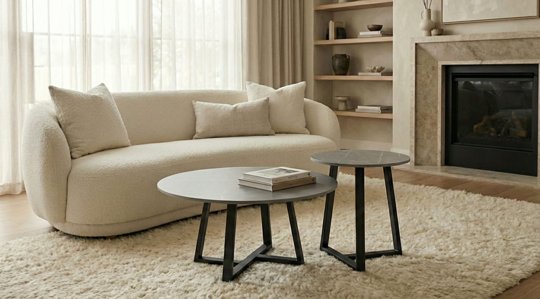 Interior Ave - Broadway Two Tier Coffee Table Set - Stone Grey-Furniture > Living Room-PEROZ Accessories