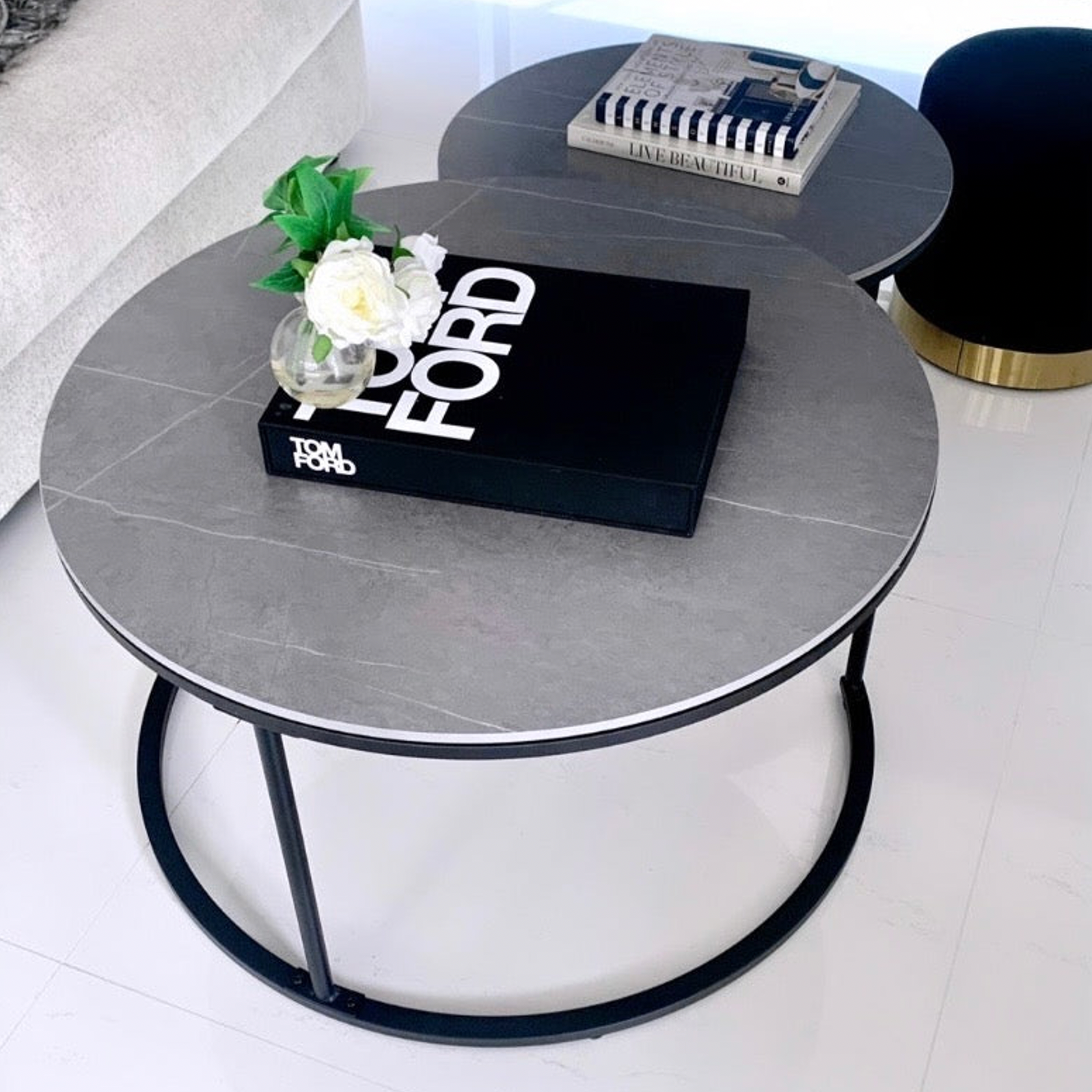 Interior Ave - Executive Stone Nested Coffee Table Set-Furniture > Living Room > Coffee Tables-PEROZ Accessories