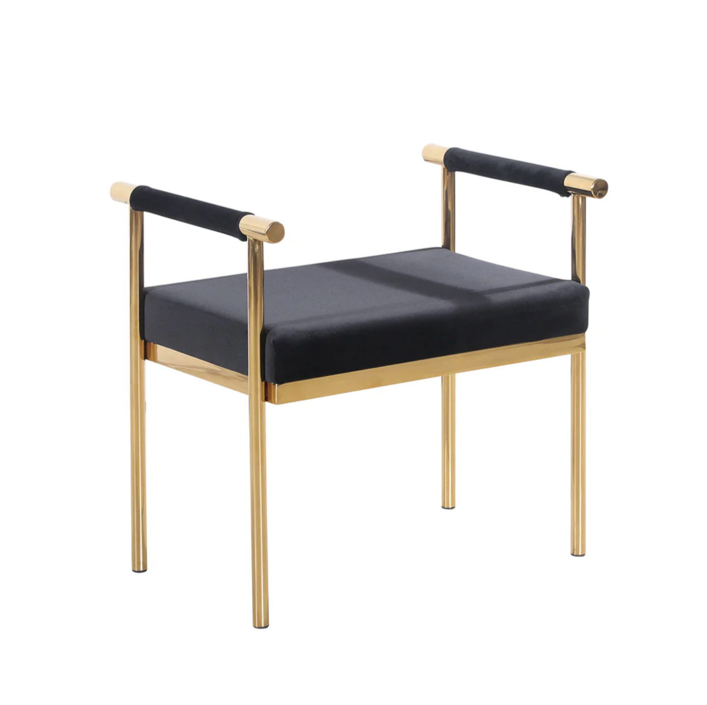 Interior Ave - Cuba Velvet Vanity Stool - Black-Furniture > Bedroom-PEROZ Accessories
