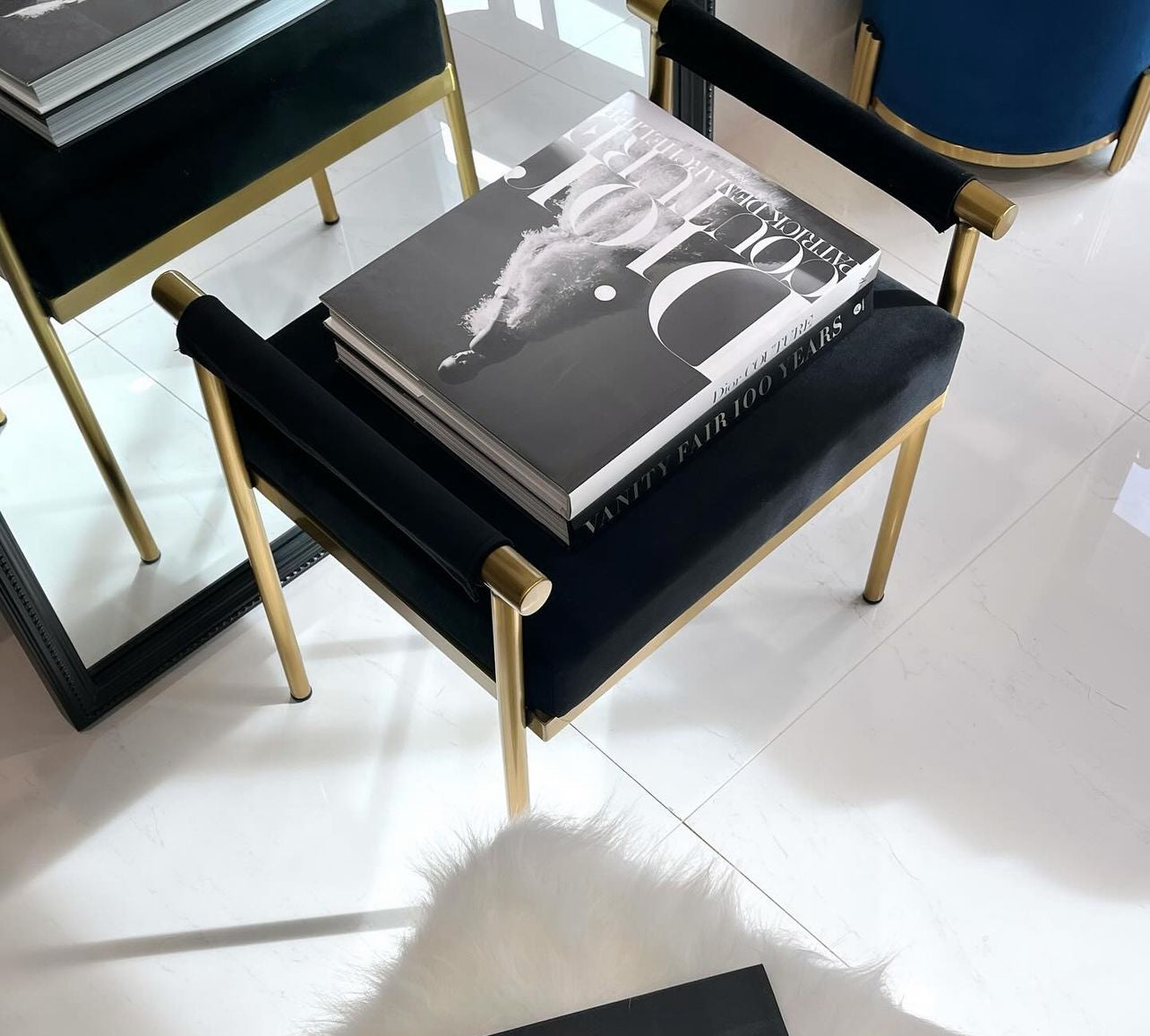 Interior Ave - Cuba Velvet Vanity Stool - Black-Furniture > Bedroom-PEROZ Accessories