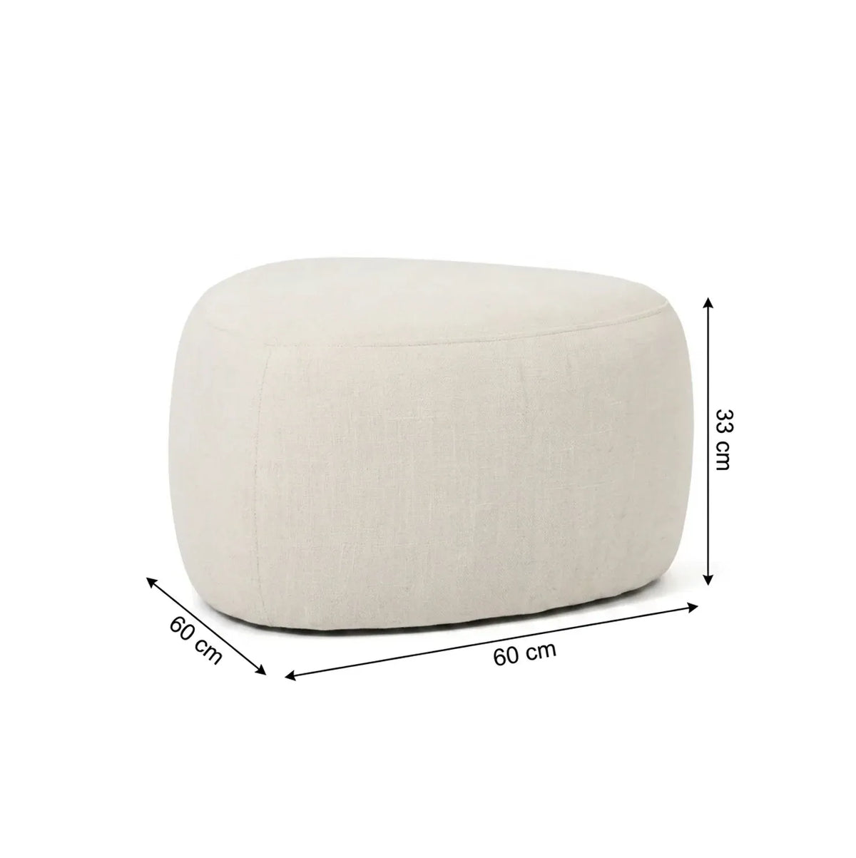 Interior Ave - Cove Pebble Ottoman - Vanilla-Furniture > Living Room > Ottomans & Footstools-PEROZ Accessories