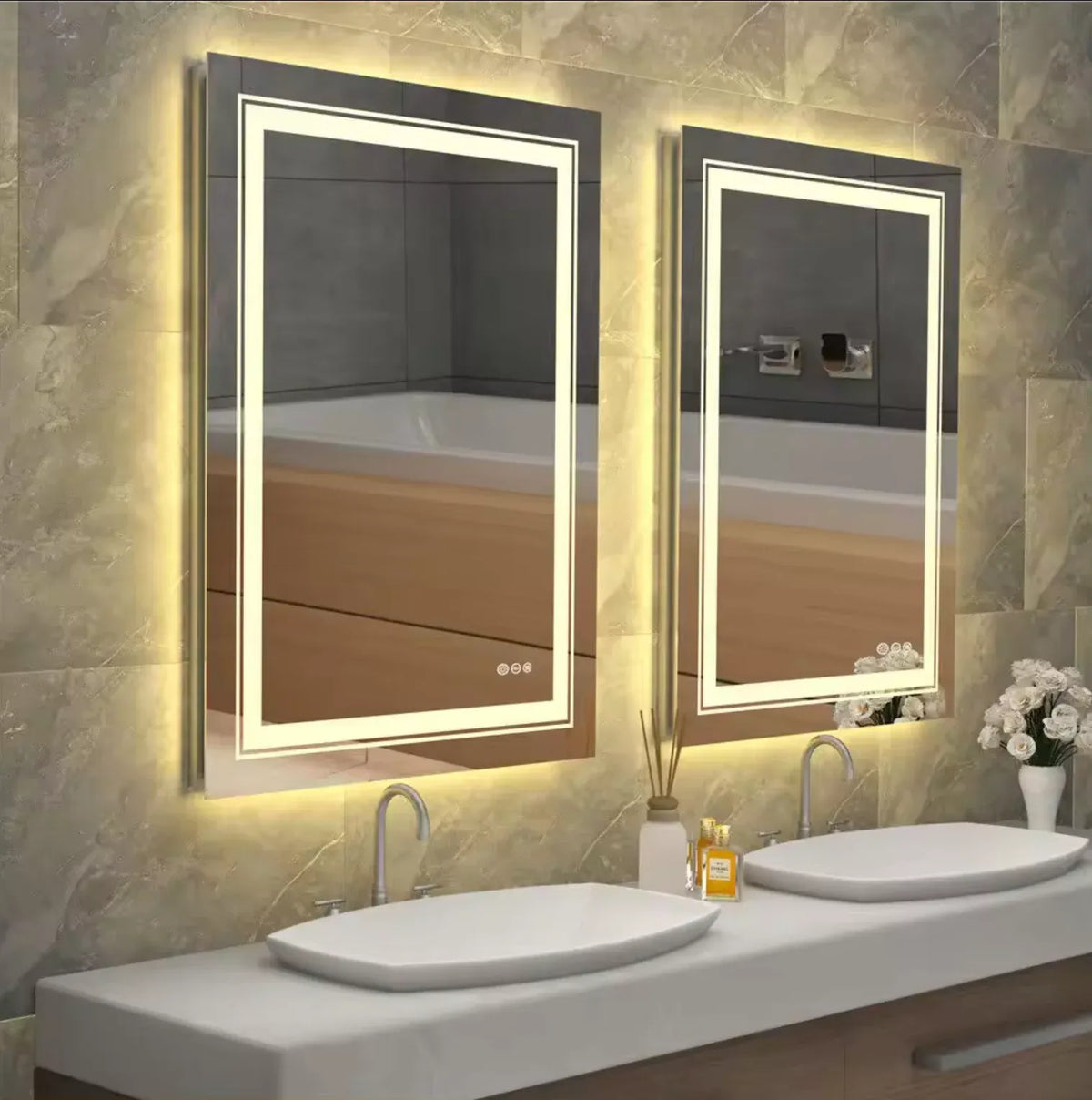 Interior Ave - 50 x 70cm Rectangle Frameless LED Bathroom Mirror-Home & Garden > Decor > Mirrors-PEROZ Accessories